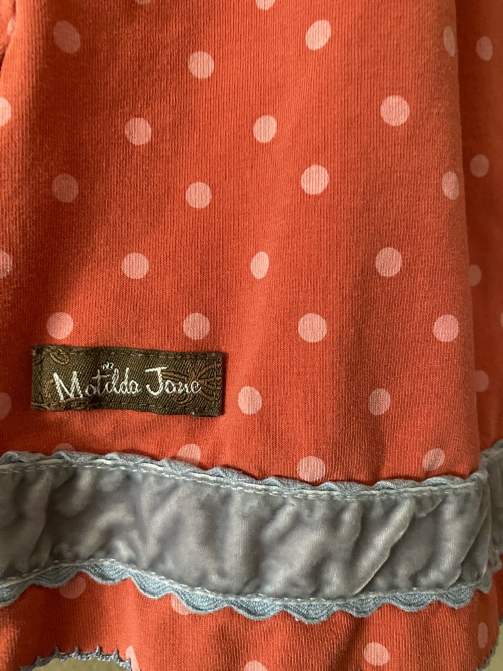 Matilda Jane Coral Pink Polka Dot Dress with Pocket Bow - Picture 4 of 5